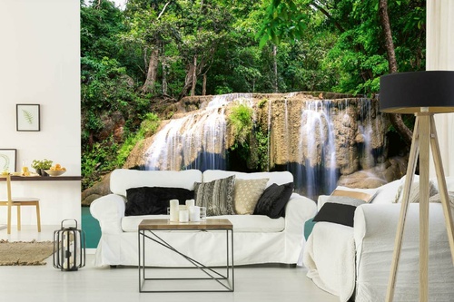 Vlies Fototapete - Erawan-Wasserfall 375 x 250 cm